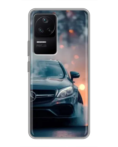 Чехол для Xiaomi POCO F4 (5G) с картинкой «Mercedes — ночной город»