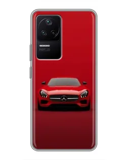 Чехол для Xiaomi POCO F4 (5G) с картинкой «Красный Mercedes AMG»