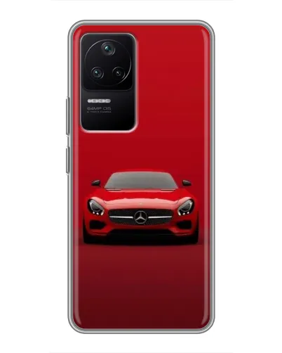 Чехол для Xiaomi POCO F4 (5G) с картинкой «Красный Mercedes AMG»