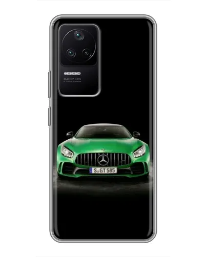 Чехол для Xiaomi POCO F4 (5G) с картинкой «Mercedes — неоновый лого»