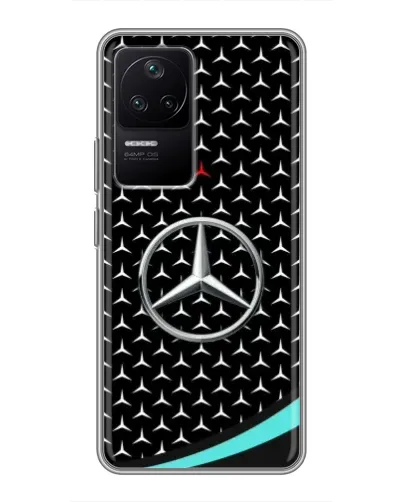Чехол для Xiaomi POCO F4 (5G) с картинкой «Mercedes — бирюзовый акцент»