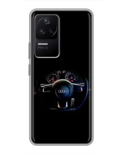 Чехол для Xiaomi POCO F4 (5G) с картинкой «Салон Audi — руль»
