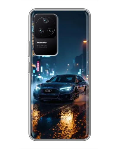 Чехол для Xiaomi POCO F4 (5G) с картинкой «Ночной город и Audi»
