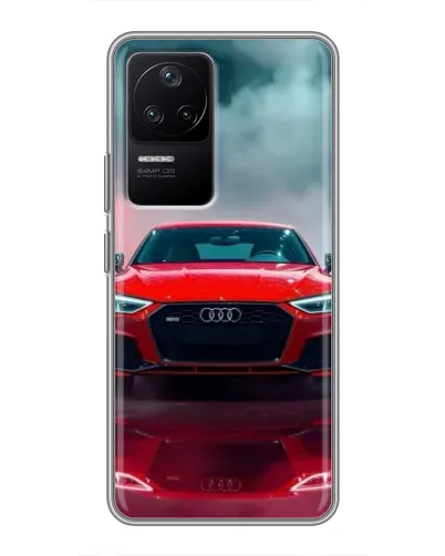 Чехол для Xiaomi POCO F4 (5G) с картинкой «Audi RS — красный стиль»