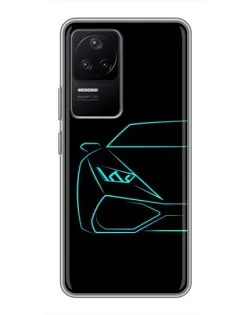 Чехол для Xiaomi POCO F4 (5G) с картинкой «Голубой силуэт Lamborghini»