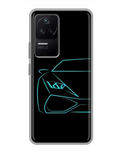 Чехол для Xiaomi POCO F4 (5G) с картинкой «Голубой силуэт Lamborghini» Чехол для Xiaomi POCO F4 (5G) с картинкой «Голубой силуэт Lamborghini»