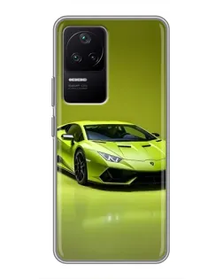 Чехол для Xiaomi POCO F4 (5G) с картинкой «Салатовый Lamborghini Huracan»