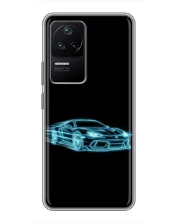 Чехол для Xiaomi POCO F4 (5G) с картинкой «Неоновый контур Lamborghini»