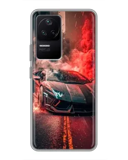 Чехол для Xiaomi POCO F4 (5G) с картинкой «Lamborghini красный дым»