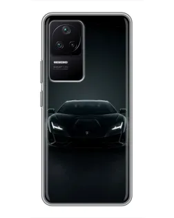 Чехол для Xiaomi POCO F4 (5G) с картинкой «Черный Lamborghini Aventador»