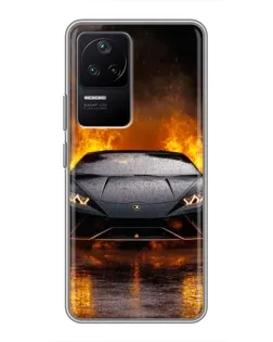 Чехол для Xiaomi POCO F4 (5G) с картинкой «Lamborghini в огне»
