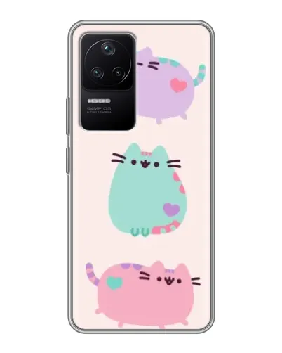Чехол для Xiaomi POCO F4 (5G) с картинкой «Pusheen трио»
