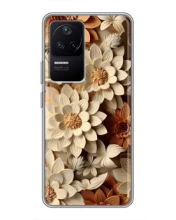 Чехол для Xiaomi POCO F4 (5G) с картинкой «Бежевый флористический декор»