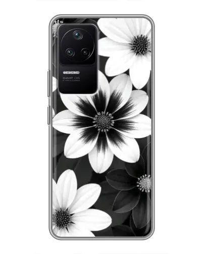 Чехол для Xiaomi POCO F4 (5G) с картинкой «Монохромные астры»