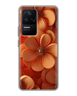 Чехол для Xiaomi POCO F4 (5G) с картинкой «Оранжевый макро цветок»