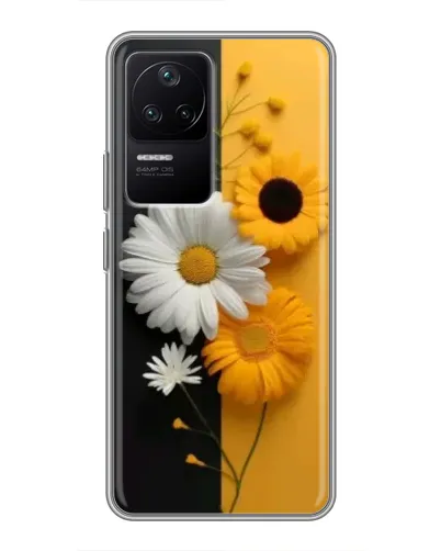 Чехол для Xiaomi POCO F4 (5G) с картинкой «Подсолнух и ромашка»