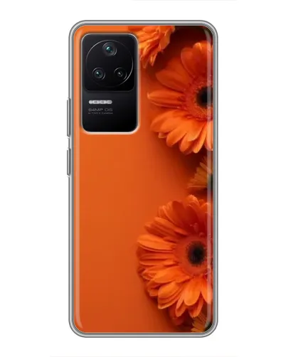 Чехол для Xiaomi POCO F4 (5G) с картинкой «Оранжевые герберы»