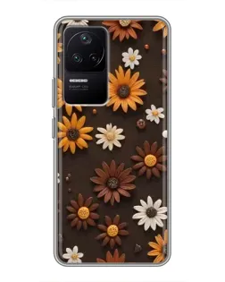 Чехол для Xiaomi POCO F4 (5G) с картинкой «Узор из маленьких подсолнухов»