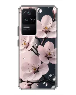 Чехол для Xiaomi POCO F4 (5G) с картинкой «Нежная сакура и капли»