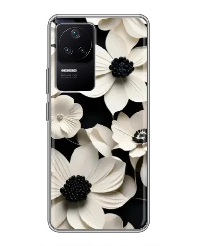 Чехол для Xiaomi POCO F4 (5G) с картинкой «Объемные белые цветы»