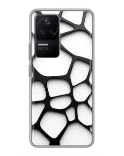 Чехол для Xiaomi POCO F4 (5G) с картинкой «Белая объемная сетка»