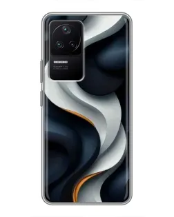 Чехол для Xiaomi POCO F4 (5G) с картинкой «Объемные черно-белые ленты»
