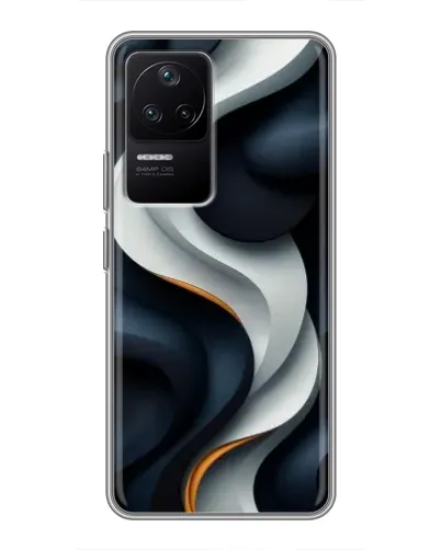 Чехол для Xiaomi POCO F4 (5G) с картинкой «Объемные черно-белые ленты»