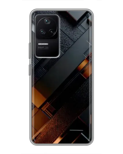 Чехол для Xiaomi POCO F4 (5G) с картинкой «Черные геометрические блоки»