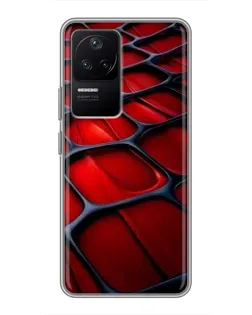 Чехол для Xiaomi POCO F4 (5G) с картинкой «Красная глянцевая сетка»