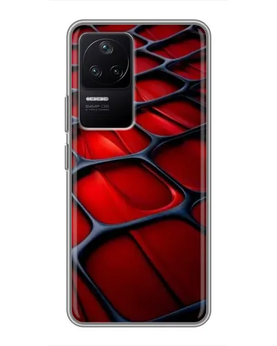 Чехол для Xiaomi POCO F4 (5G) с картинкой «Красная глянцевая сетка»