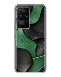 Чехол для Xiaomi POCO F4 (5G) с картинкой «Зеленые кожаные волны»