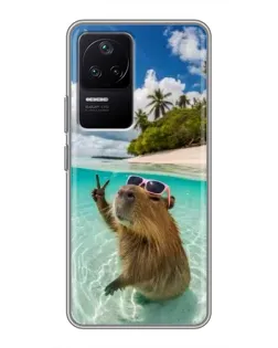 Чехол для Xiaomi POCO F4 (5G) с картинкой «Капибара на море» Чехол для Xiaomi POCO F4 (5G) с картинкой «Капибара на море»