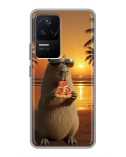 Чехол для Xiaomi POCO F4 (5G) с картинкой «Капибара с пиццей» Чехол для Xiaomi POCO F4 (5G) с картинкой «Капибара с пиццей»