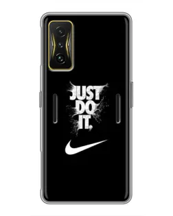 Чехол для Xiaomi POCO F4 GT с картинкой «Текстовый принт Nike»