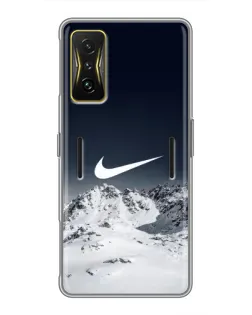 Чехол для Xiaomi POCO F4 GT с картинкой «Nike — зимние горы»