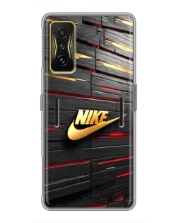 Чехол для Xiaomi POCO F4 GT с картинкой «Золотой Nike на металле»