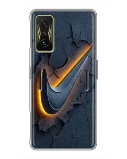 Чехол для Xiaomi POCO F4 GT с картинкой «Объемный логотип Найк»