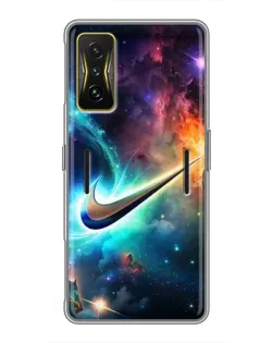 Чехол для Xiaomi POCO F4 GT с картинкой «Космический Nike Swoosh»