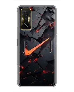 Чехол для Xiaomi POCO F4 GT с картинкой «Nike — эффект разломов»