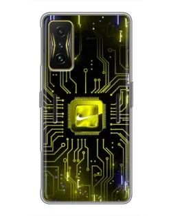 Чехол для Xiaomi POCO F4 GT с картинкой «Nike — золотая искра»