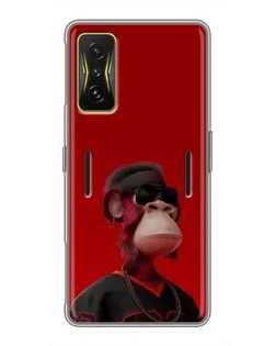 Чехол для Xiaomi POCO F4 GT с картинкой «Bored Ape в красном»
