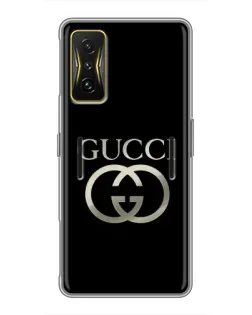 Чехол для Xiaomi POCO F4 GT с картинкой «Gucci — золото на черном»