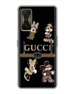 Чехол для Xiaomi POCO F4 GT с картинкой «Gucci — герои Disney и монограмма»