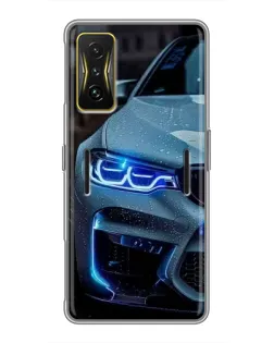 Чохол для Xiaomi POCO F4 GT з картинкою «Погляд BMW з синіми фарами»