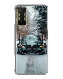 Чохол для Xiaomi POCO F4 GT з картинкою «BMW у зимовому лісі»