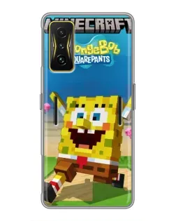 Чохол для Xiaomi POCO F4 GT з картинкою «Губка Боб Minecraft»