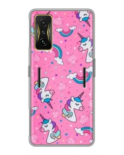 Чехол для Xiaomi POCO F4 GT с картинкой «Unicorn паттерн розовый»
