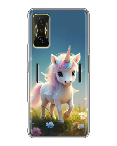 Чехол для Xiaomi POCO F4 GT с картинкой «Единорог на поляне»