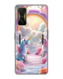 Чехол для Xiaomi POCO F4 GT с картинкой «Радуга и единороги»