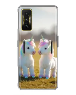 Чехол для Xiaomi POCO F4 GT с картинкой «Пара единорогов»
